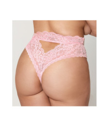 String grande taille dentelle taille haute rose - DG1477XPNK